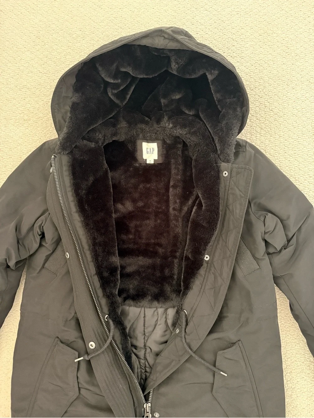GAP Black Long Hooded Winter Parka